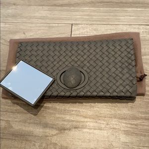 Gray Leather Clutch